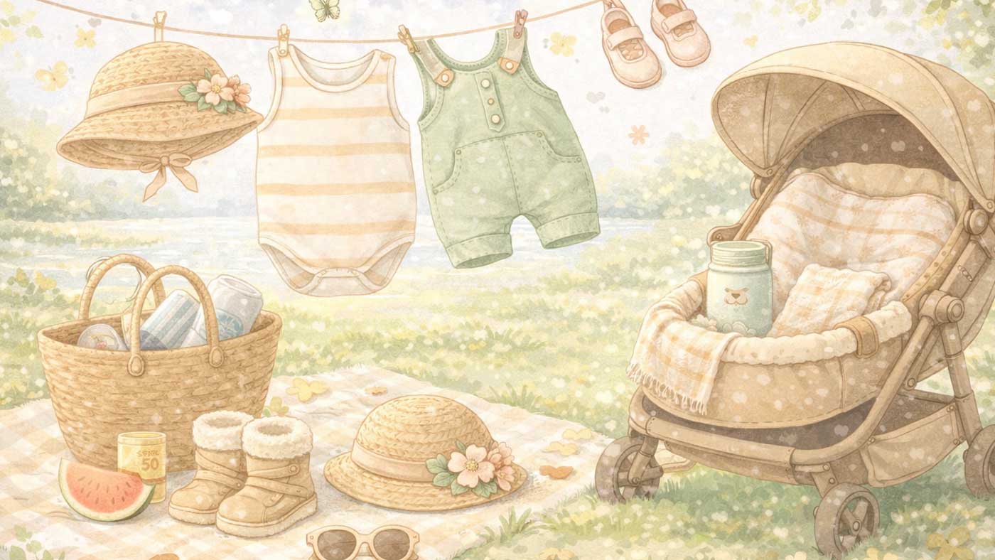 Baby für Ausflug und Picknick temperaturgerecht anziehen