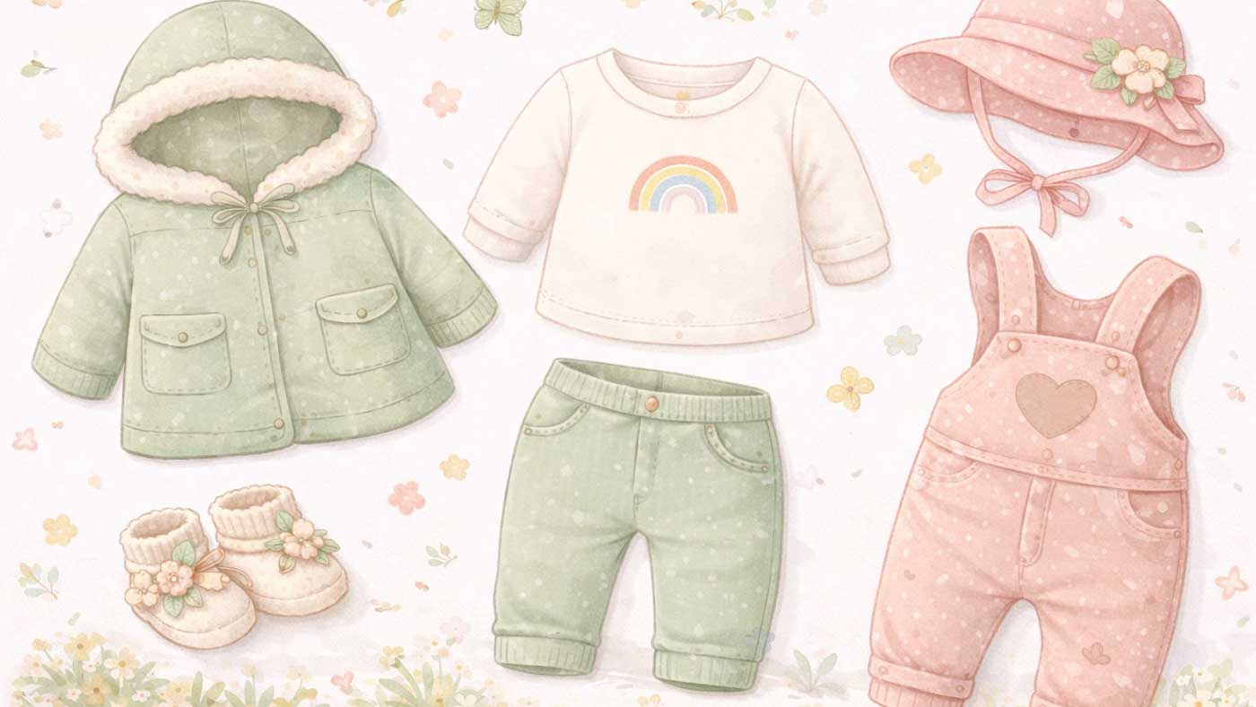 Babykleidung bei Sonne und Schatten